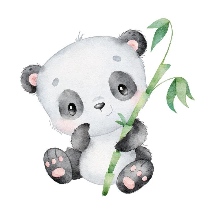 Ilustração em aquarela de um panda de desenho animado Animais fofos
