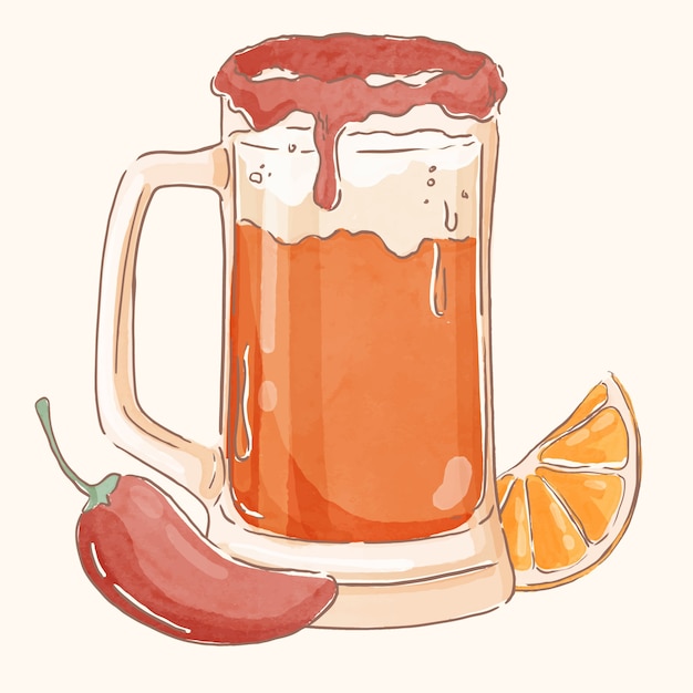 Vetor ilustração em aquarela deliciosa michelada