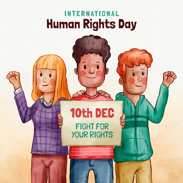 Vetor ilustração em aquarela do dia internacional dos direitos humanos
