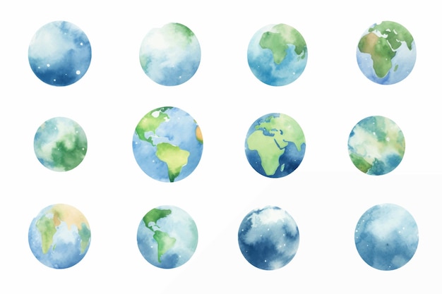 Ilustração em aquarela do planeta terra planeta terra em um fundo branco isolado