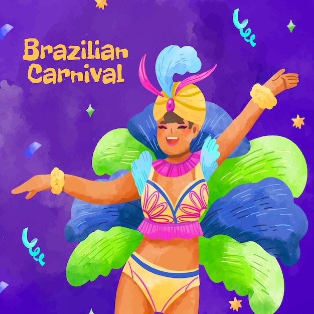 Vetor ilustração em aquarela para o carnaval brasileiro