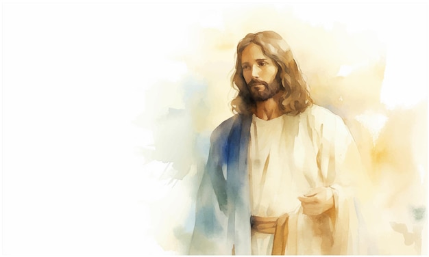 Vetor ilustração em aquarela religião jesus cristo