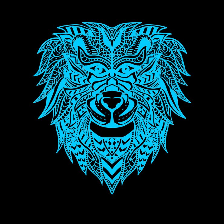 Vetor ilustração em cor neon com cara de leão