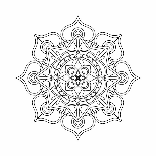 Ilustração em flor mandala monoline