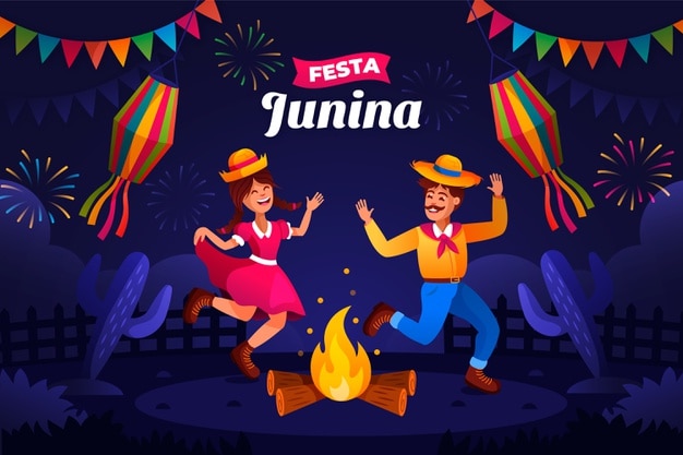 Ilustração em gradiente de festas juninas