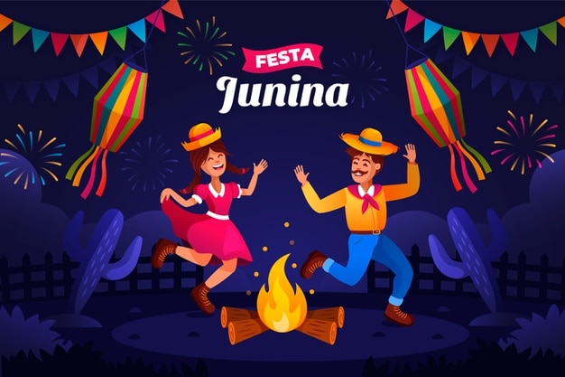 Vetor ilustração em gradiente de festas juninas