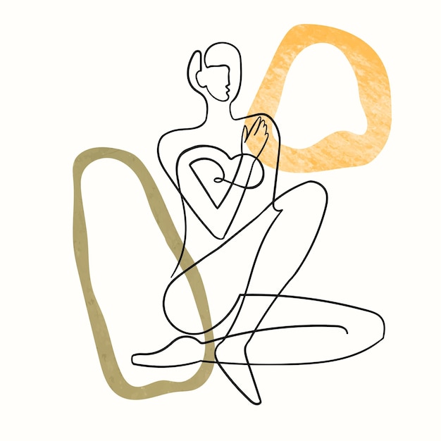 Vetor ilustração em preto e branco de contorno vetorial do corpo da mulher um desenho de linha isolado no branco