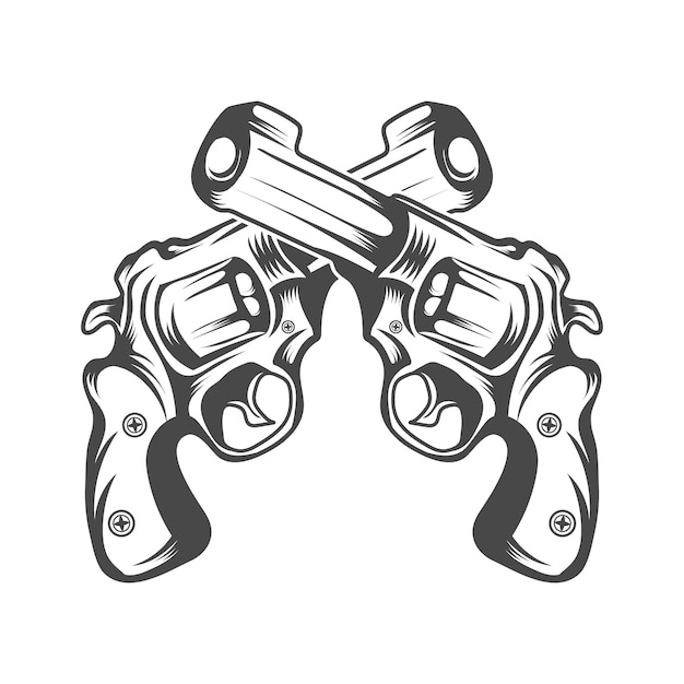 Vetor ilustração em preto e branco de design de vetor de arma curta