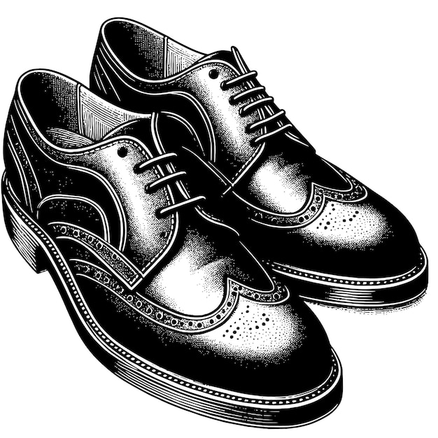 Vetor ilustração em preto e branco de um par de sapatos de couro masculinos