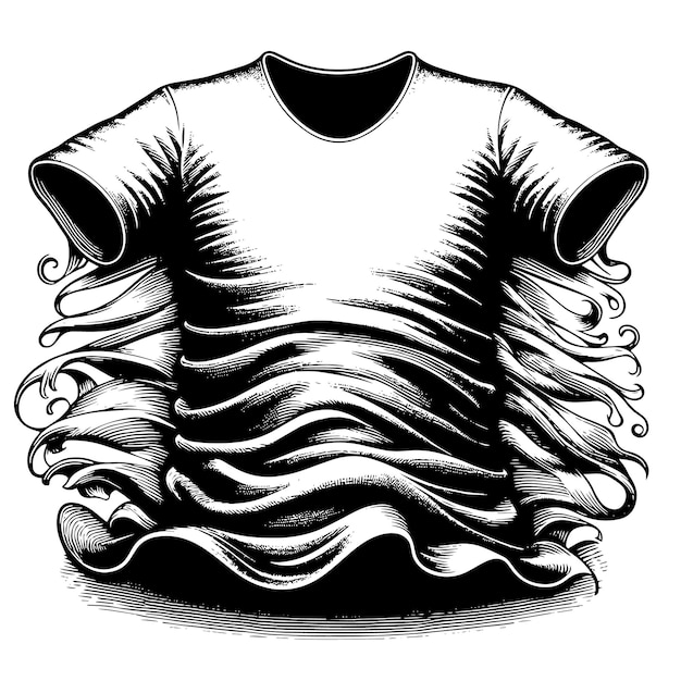 Vetor ilustração em preto e branco de uma camiseta branca