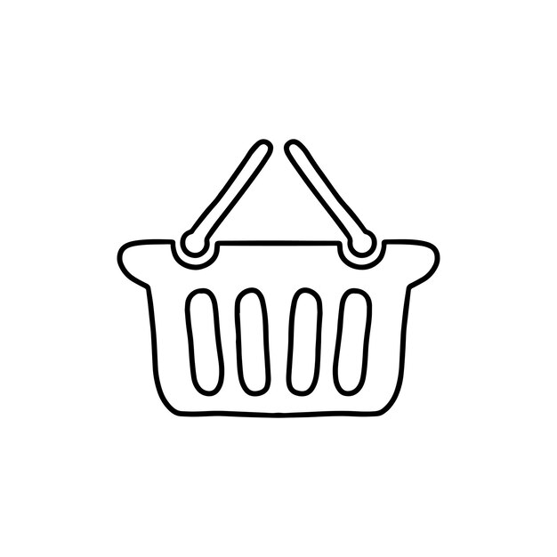Ilustração em preto e branco do outline do ícone da cesta de compras