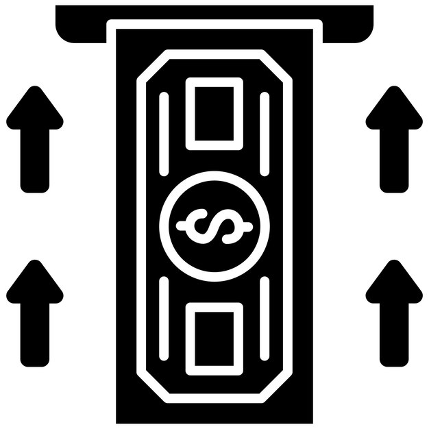 Vetor ilustração em preto sólido de glyph de depósito