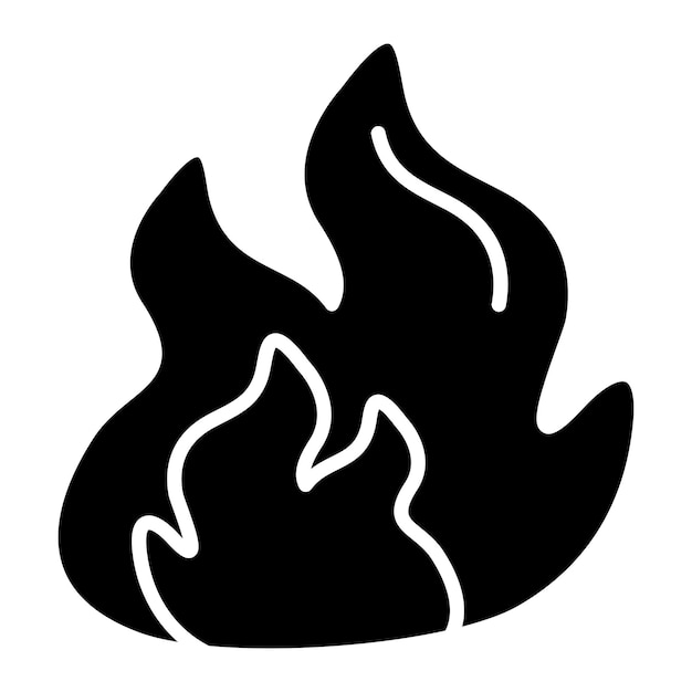 Vetor ilustração em preto sólido de glyph de fogo de energia