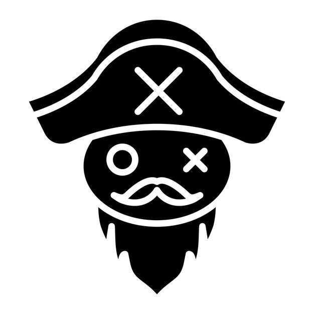 Ilustração em preto sólido de pirate beard glyph