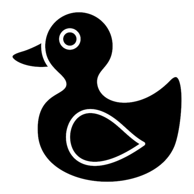 Vetor ilustração em preto sólido do glyph do pato de borracha