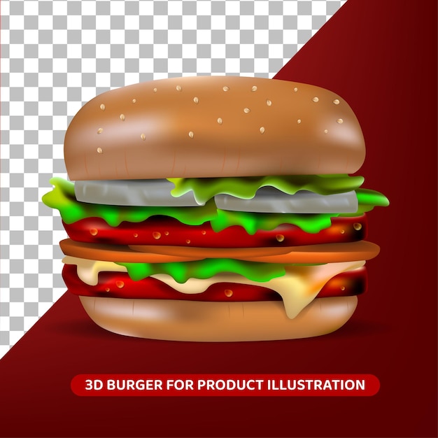 ilustração em vetor 3d de hambúrguer