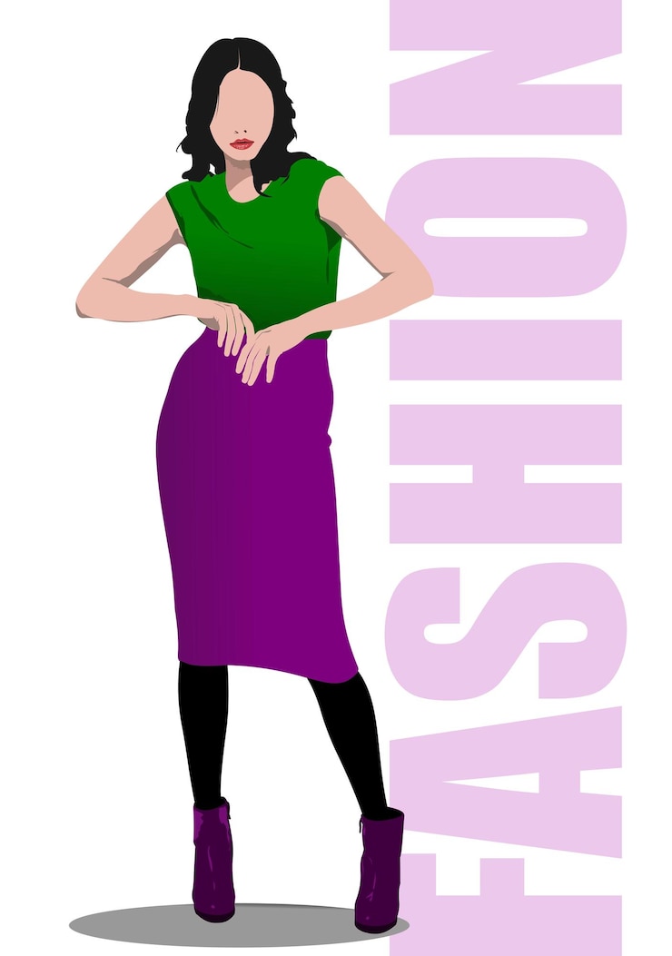Vetor ilustração em vetor 3d de silhueta de mulher de moda