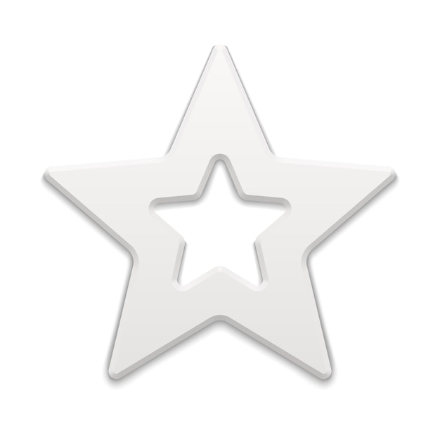Ilustração em vetor 3d estrela branca de cinco pontas