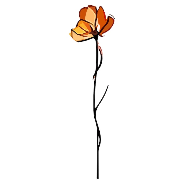 Vetor ilustração em vetor abstrato da flor do prado tinta à mão livre e elemento de design de estilo de cor isolado no fundo branco