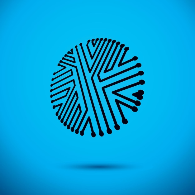 Ilustração em vetor abstrato da placa de circuito do computador, elemento de tecnologia circular com conexões. Web design de tema de eletrônica.