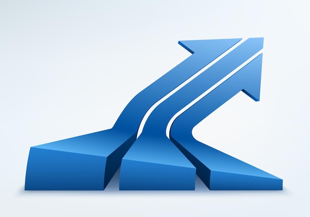 Ilustração em vetor abstrato design de logotipo de seta 3d