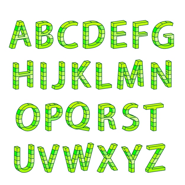 Ilustração em vetor abstrato verde 3d alfabeto eps 10