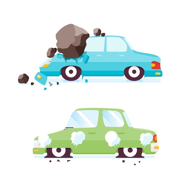 Vetor ilustração em vetor acidente de carro liso.