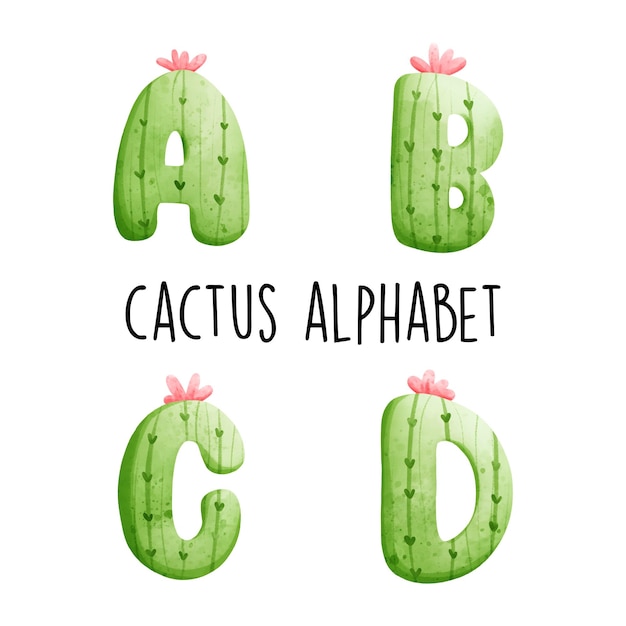 Ilustração em vetor alfabeto cacto