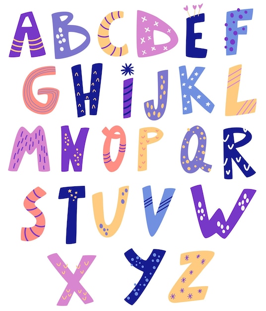 Vetor ilustração em vetor alfabeto inglês decorativo