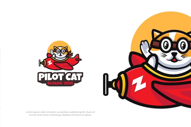 Ilustração em vetor animal bonito logotipo piloto mascote