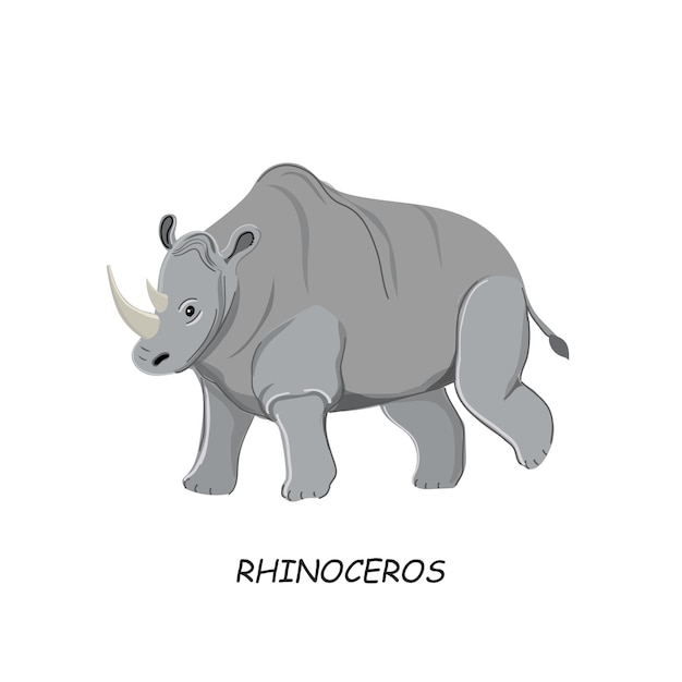 Ilustração em vetor animal rinoceronte africano isolado no fundo branco