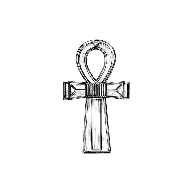 Ilustração em vetor ankh key of life em estilo de gravura pastiche vintage de símbolo mágico e místico esboço desenhado de sinal esotérico e oculto