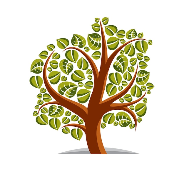 Ilustração em vetor arte de árvore com folhas verdes, temporada de primavera, pode ser usada como símbolo no tema ecologia.