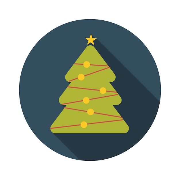 Ilustração em vetor árvore de Natal de conceito de design plano com sombra longa. EPS10