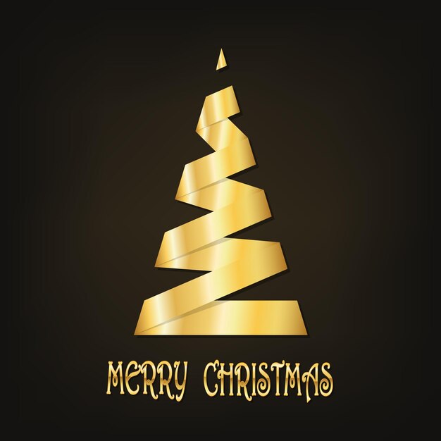 Ilustração em vetor árvore de Natal dourada