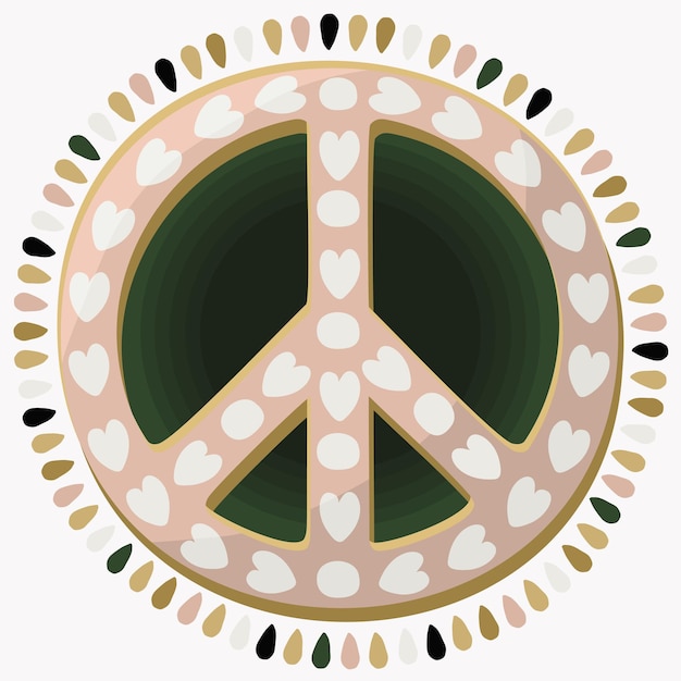 Ilustração em vetor boho de sinal pacifista. Isolado em fundo claro.