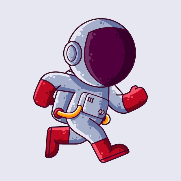 Ilustração em vetor bonito astronauta correndo dos desenhos animados. vetor de personagem de estilo de desenho animado.