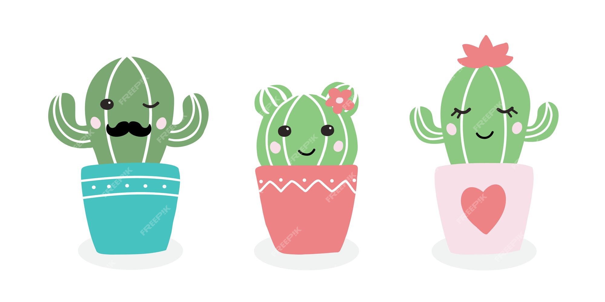 Bebê Cactos. Cacto De Desenho Verde Com Rosto Feliz Ilustração do