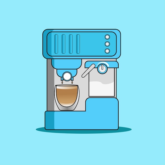 Ilustração em vetor bonito dos desenhos animados de máquina de café