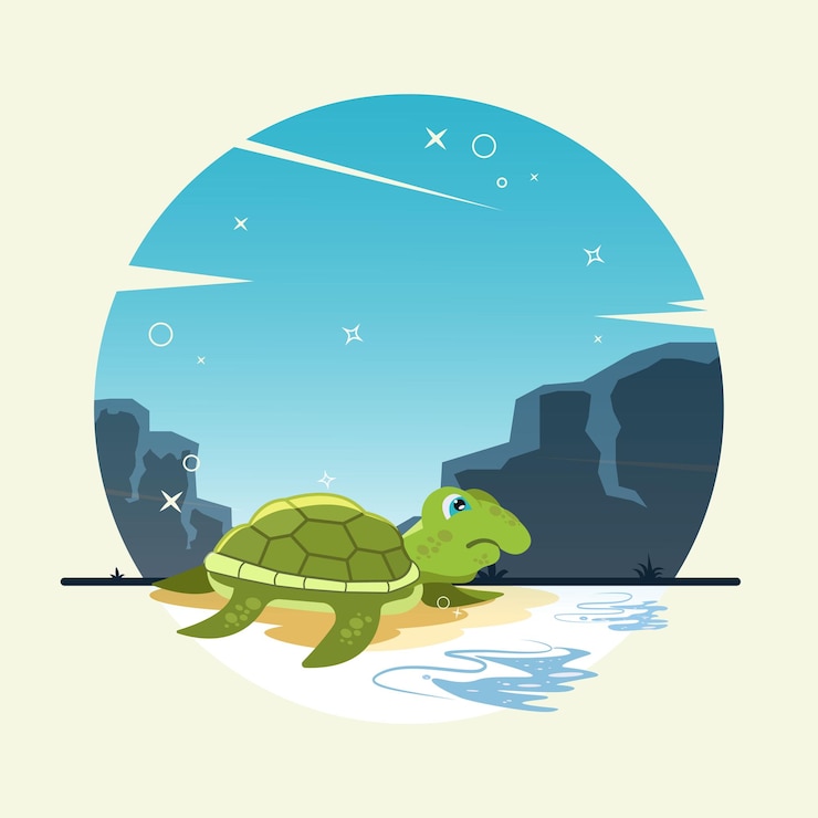 Vetor ilustração em vetor bonito dos desenhos animados de tartaruga
