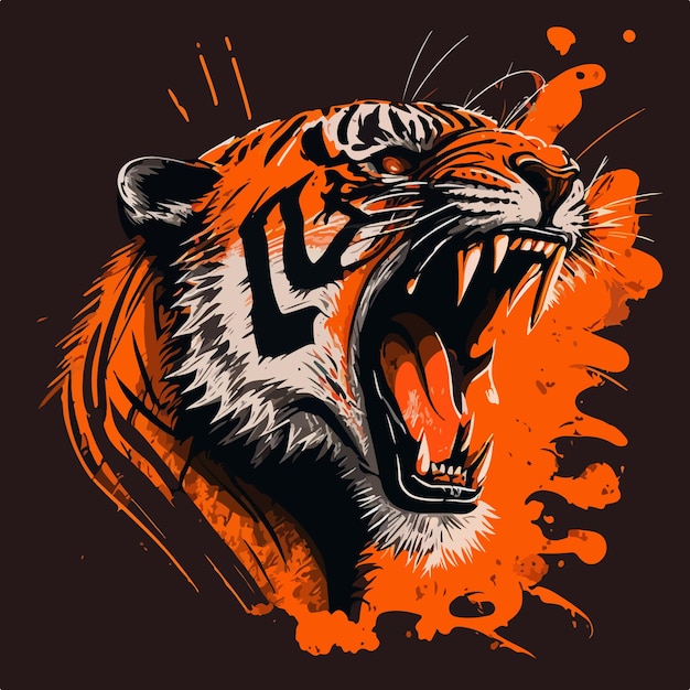 Ilustração em vetor cabeça de tigre rugindo