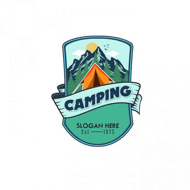 Ilustração em vetor camping logotipo modelo