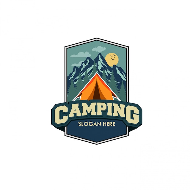 Ilustração em vetor camping logotipo modelo