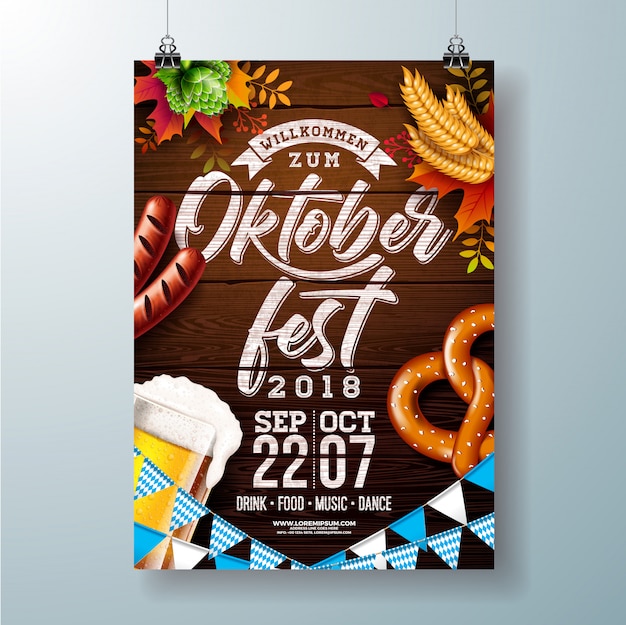 Ilustração em vetor cartaz festa oktoberfest