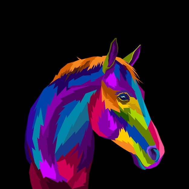Ilustração em vetor cavalo colorido pop art