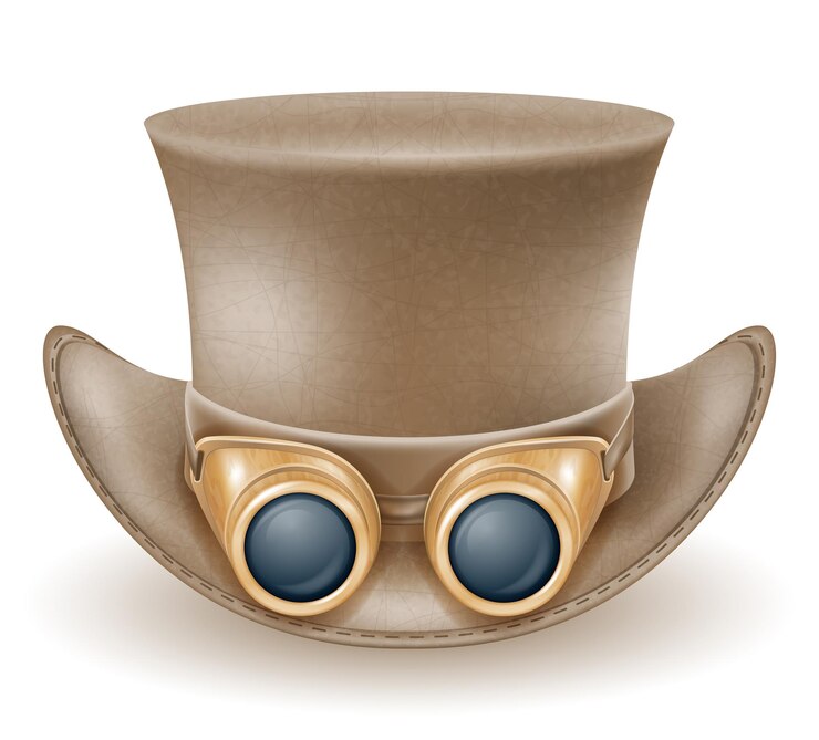 Vetor ilustração em vetor chapéu estilo steampunk retrô
