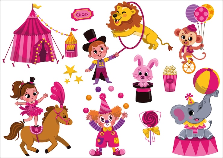 Vetor ilustração em vetor circo rosa divertido para crianças.