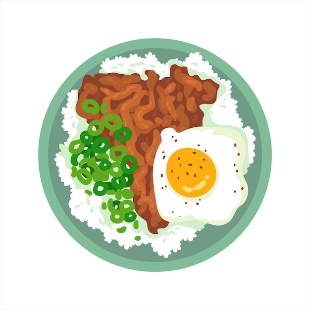 Ilustração em vetor comida gyudon