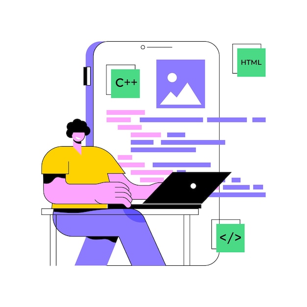 Ilustração em vetor conceito abstrato de desenvolvimento de aplicativos móveis