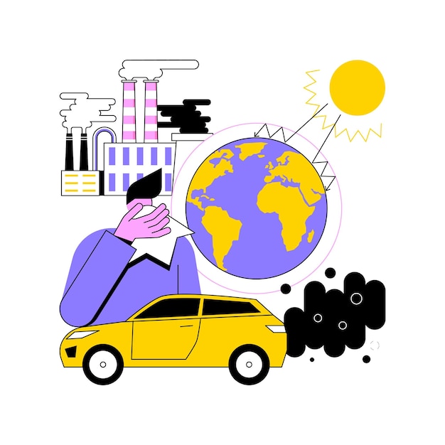 Ilustração em vetor conceito abstrato de emissões de gases de efeito estufa